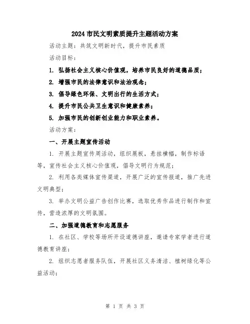 2024市民文明素质提升主题活动方案