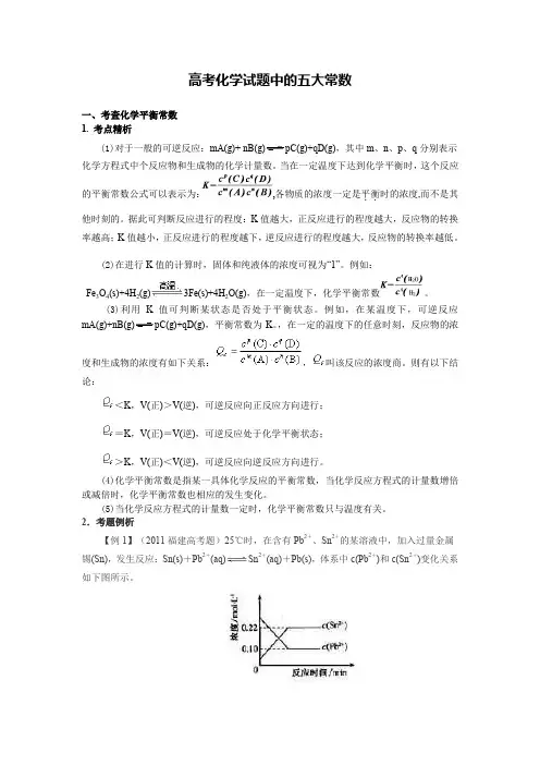 高考化学试题中的五大平衡常数