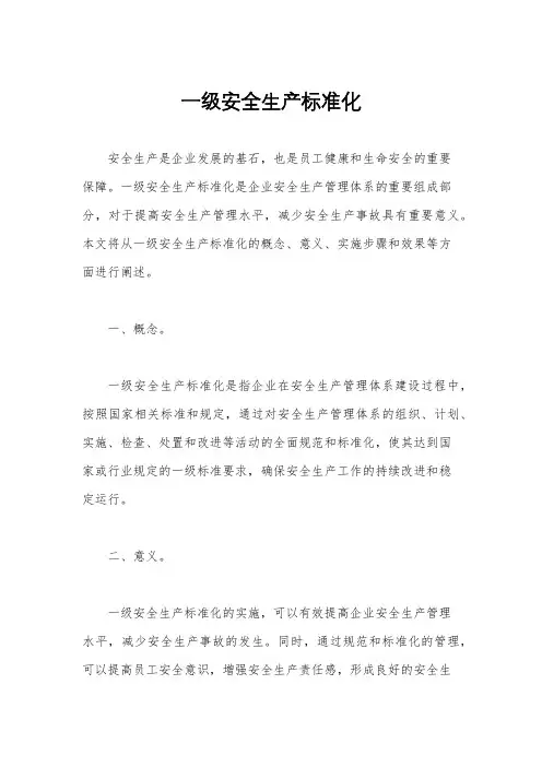 一级安全生产标准化