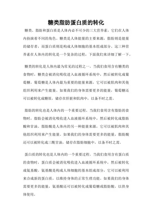 糖类脂肪蛋白质的转化
