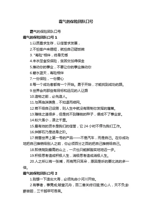 霸气的保险团队口号