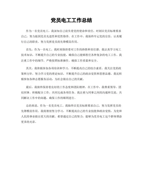 党员电工工作总结