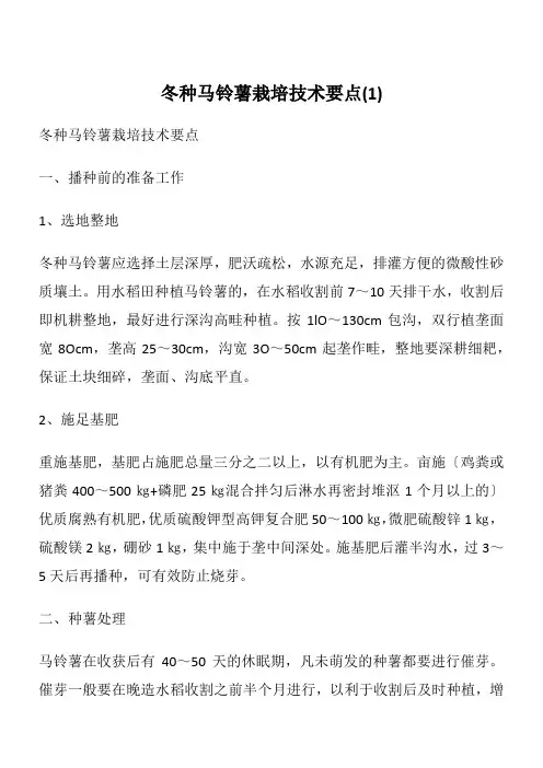 冬种马铃薯栽培技术要点(1)