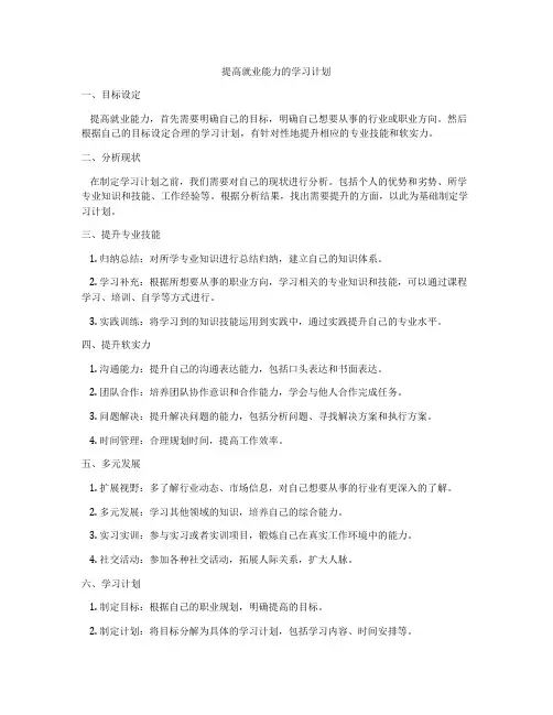 提高就业能力的学习计划