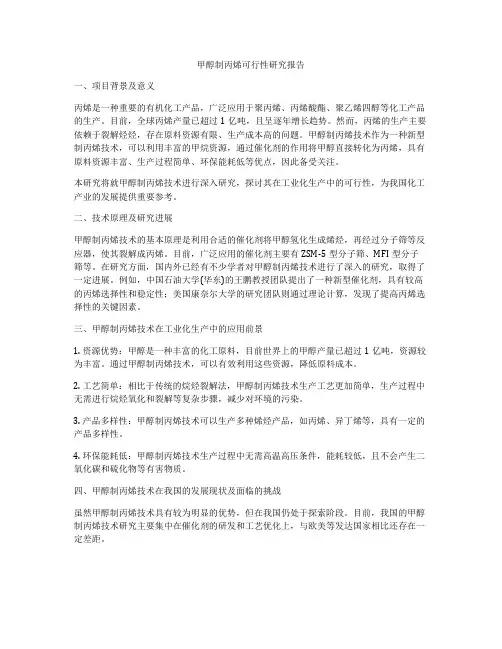 甲醇制丙烯可行性研究报告