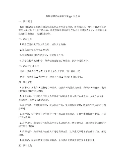 校园招聘活动策划方案ppt怎么做