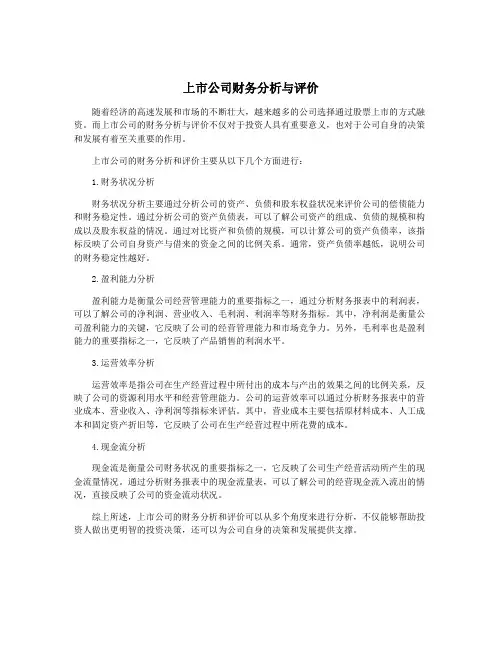上市公司财务分析与评价