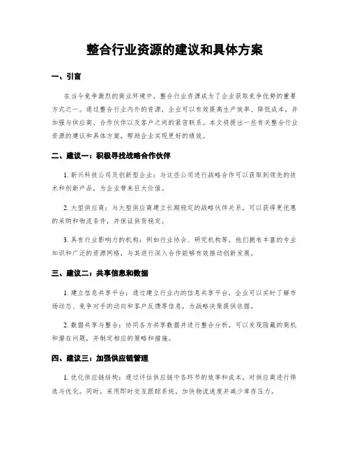 整合行业资源的建议和具体方案