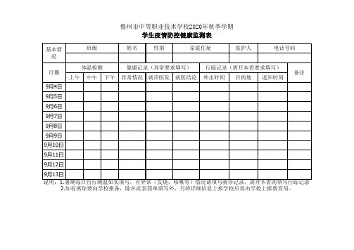 学生健康监测表(一生一档)(1)