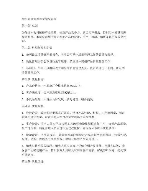 橱柜质量管理规章制度范本