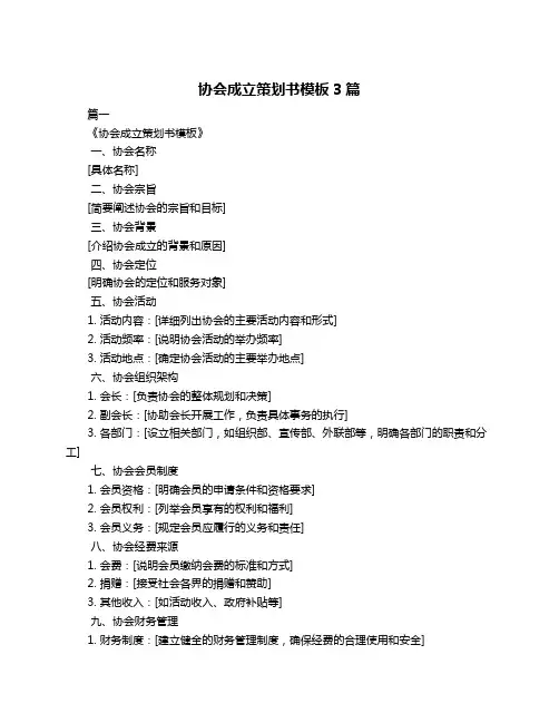 协会成立策划书模板3篇