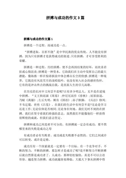 拼搏与成功的作文3篇