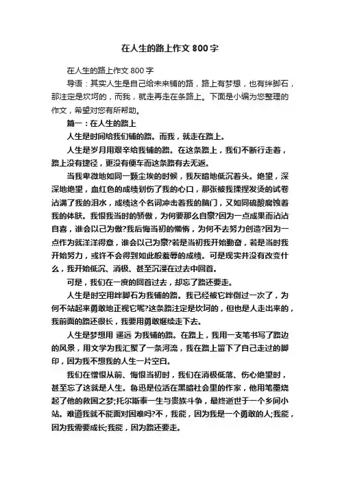 在人生的路上作文800字