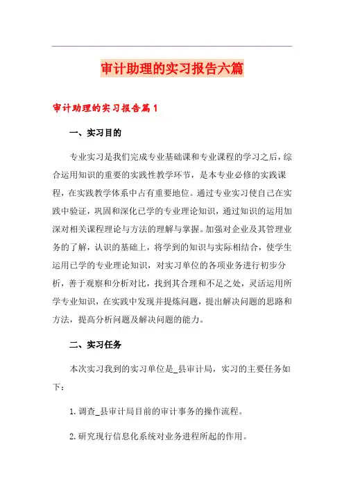 审计助理的实习报告六篇