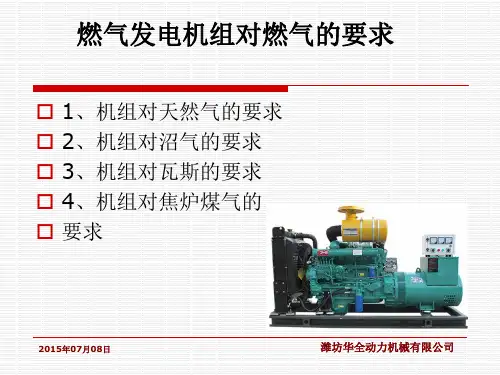 燃气发电机组对燃气的要求