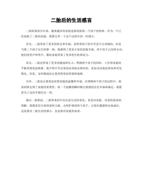 二胎后的生活感言