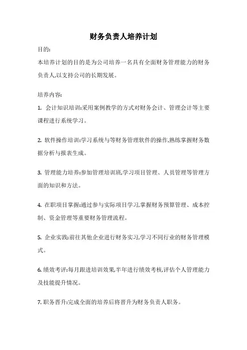 财务负责人培养计划