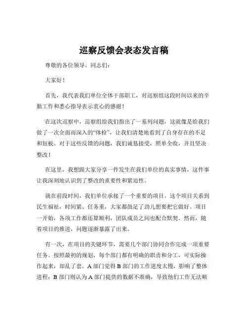 巡察反馈会表态发言稿