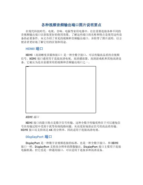 各种视频音频输出端口图片说明要点