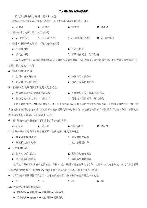 高考地理一轮重要考点《三大类岩石与地壳物质循环》练习卷