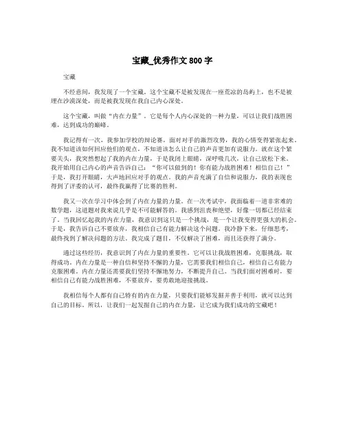 宝藏_优秀作文800字