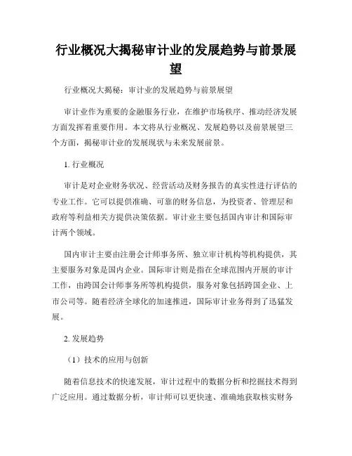 行业概况大揭秘审计业的发展趋势与前景展望