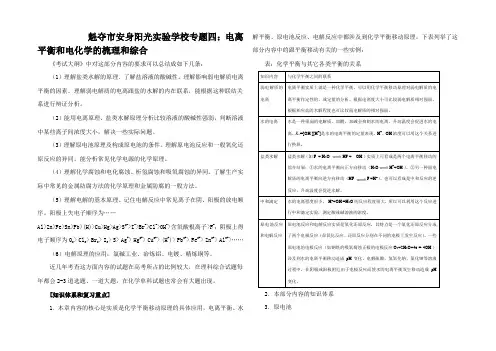 高考化学专题四电离平衡和电化学的梳理和综合
