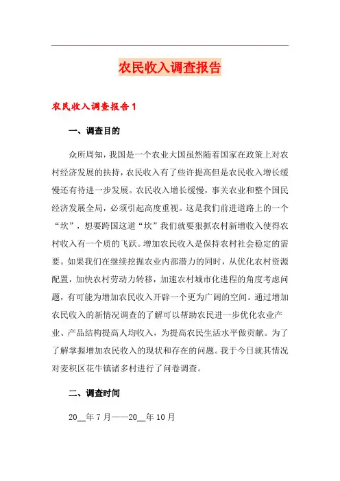 农民收入调查报告