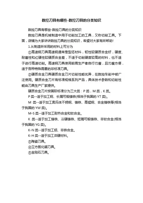 数控刀具有哪些-数控刀具的分类知识