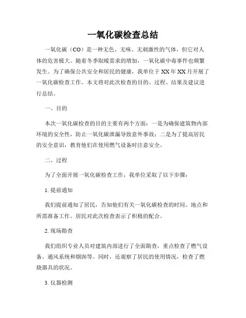 一氧化碳检查总结