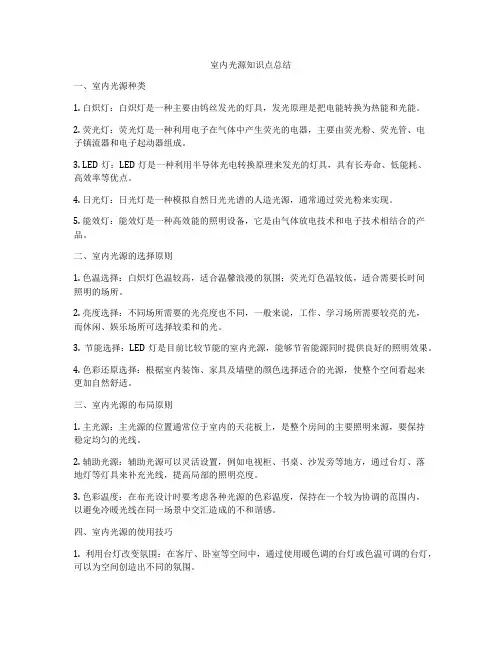 室内光源知识点总结