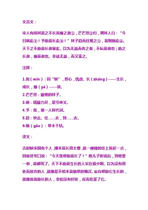文言文揠苗助长