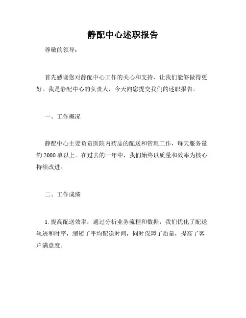 静配中心述职报告