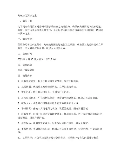 片碱应急演练方案