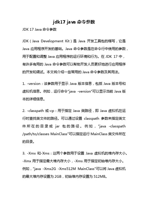 jdk17 java命令参数