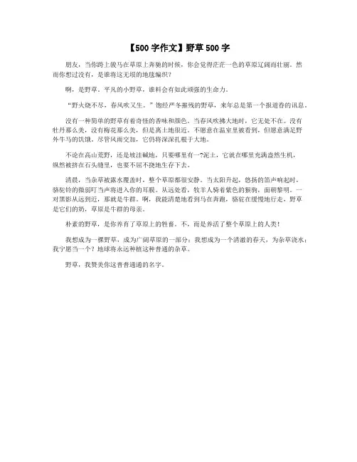 【500字作文】野草500字