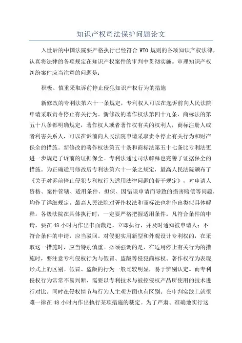 知识产权司法保护问题论文