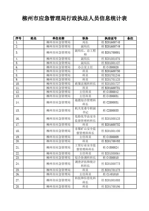 柳州市应急管理局行政执法人员信息统计表 .doc