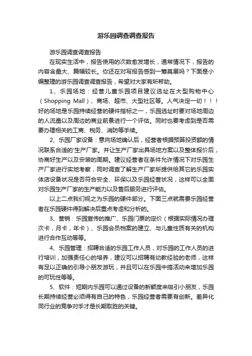 游乐园调查调查报告