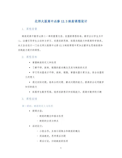 北师大版高中必修12.3映射课程设计