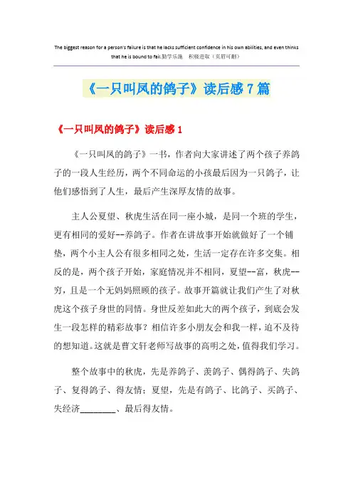 《一只叫凤的鸽子》读后感7篇