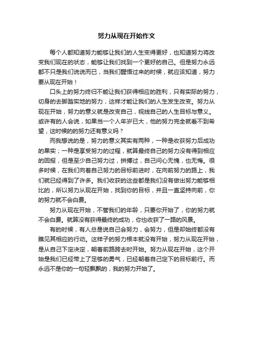 努力从现在开始作文
