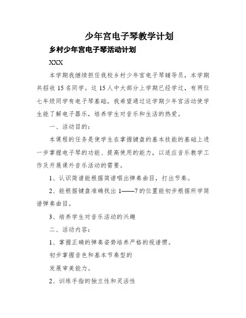 少年宫电子琴教学计划