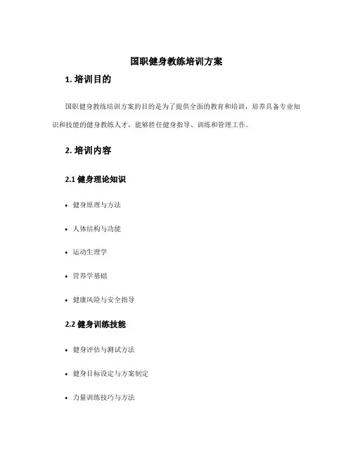 国职健身教练培训方案