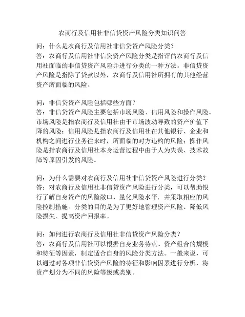 农商行及信用社非信贷资产风险分类知识问答