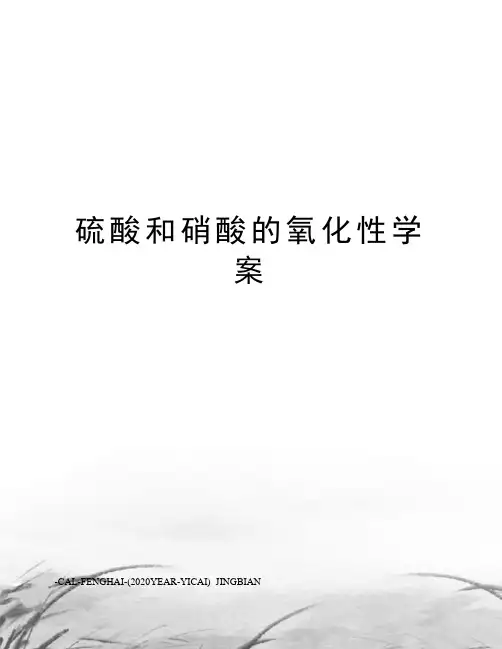 硫酸和硝酸的氧化性学案