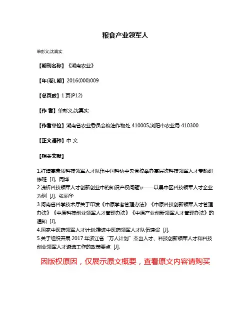 粮食产业领军人