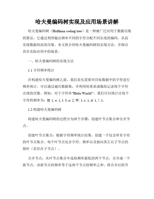 哈夫曼编码树实现及应用场景讲解