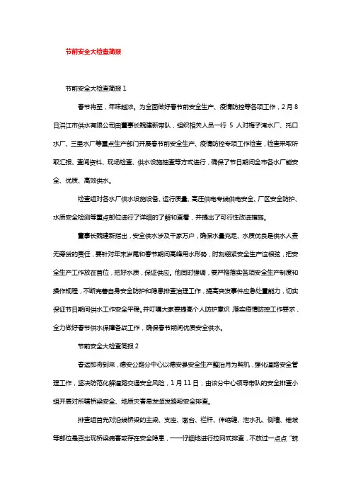 节前安全大检查简报