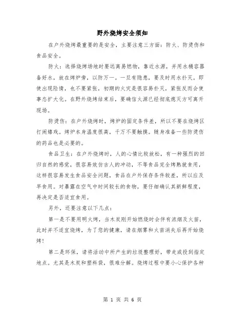 野外烧烤安全须知(三篇)